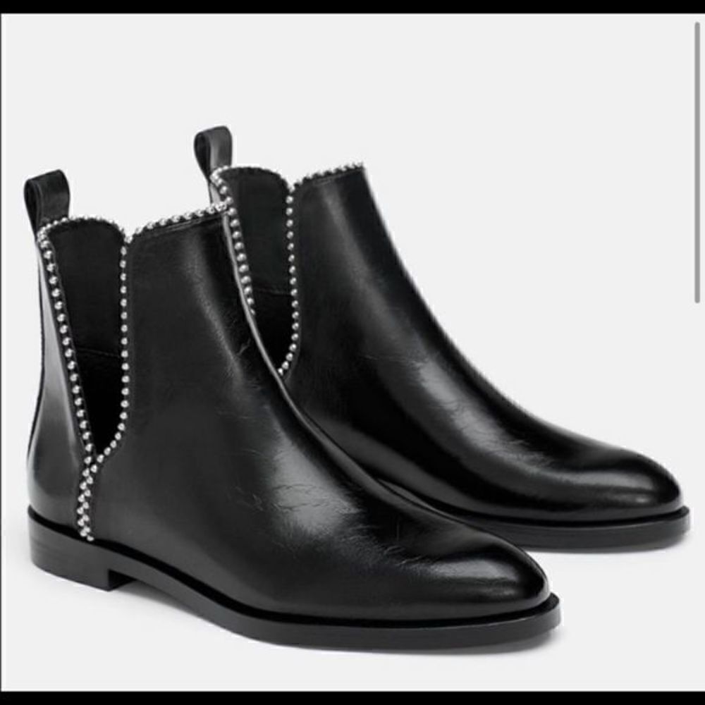 #300 ZARA black studded cut out ankle booties